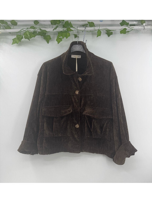 Veste courte en velours lisse