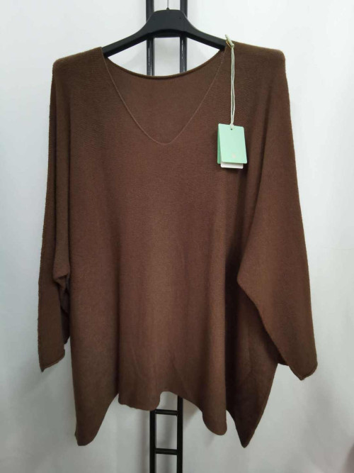 Pull oversized col V manches longues