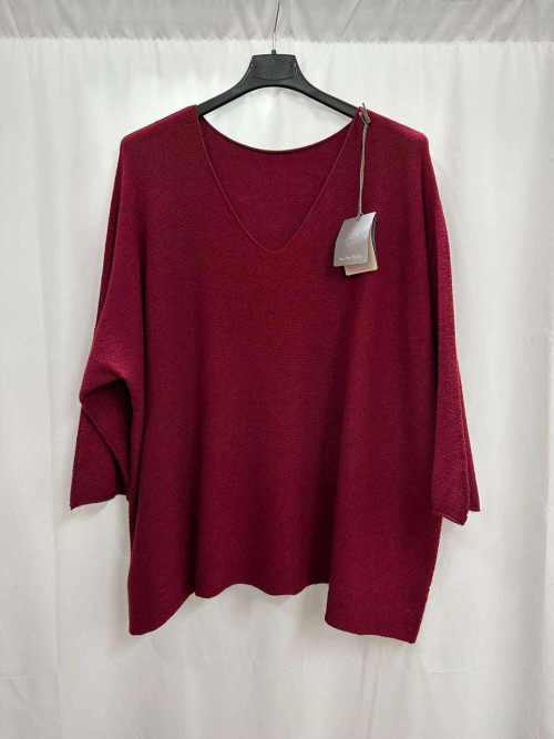 Pull oversized col V manches longues