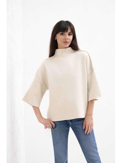 Pull col montant manches aux coudes