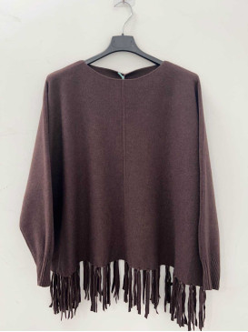 Pull bas frangé ras du cou...