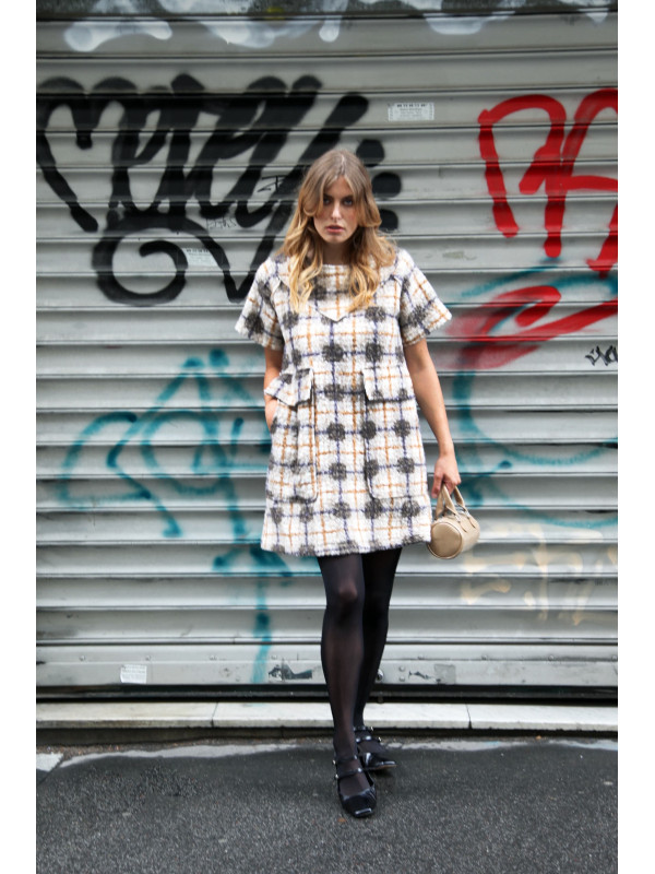 Robe rétro 70's à carreaux manches courtes