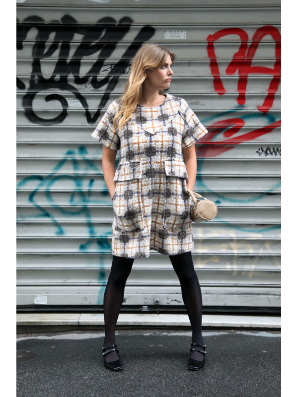 Robe rétro 70's à carreaux manches courtes