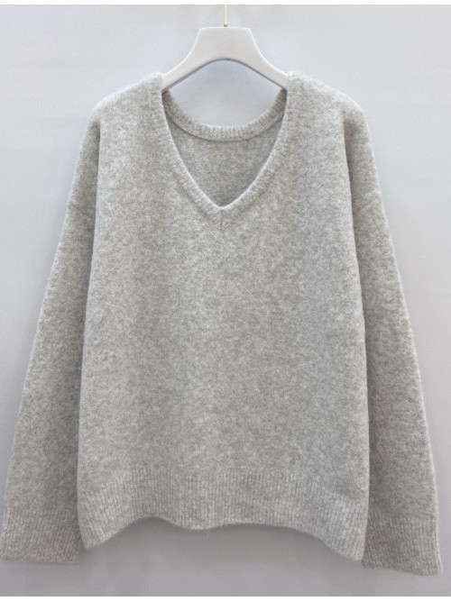 Pull en maille col V manches longues