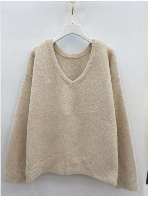 Pull en maille col V manches longues