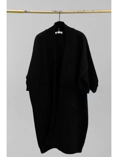 Gilet long oversized bord à bord en maille manches 3/4