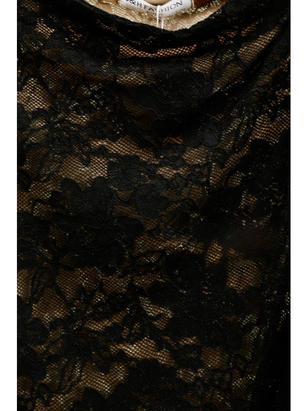 Top en guipure manches longues ras de cou