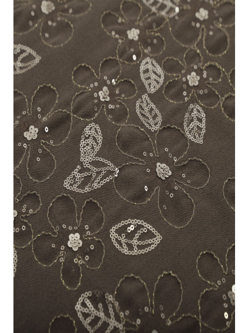 Écharpe douce fleurs brodées avec sequins