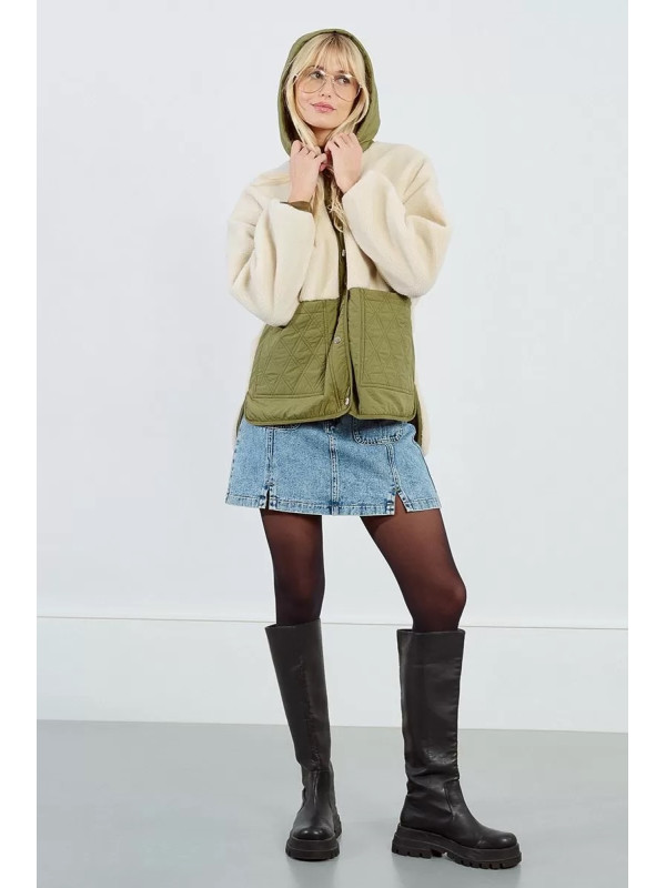 Veste bi matière avec capuche