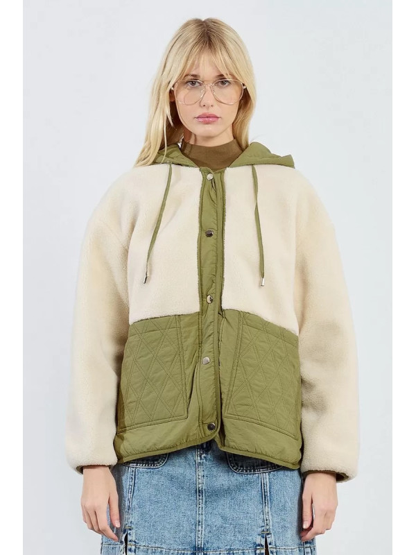 Veste bi matière avec capuche