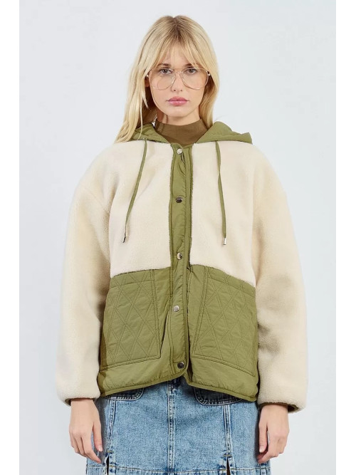 Veste bi matière avec capuche