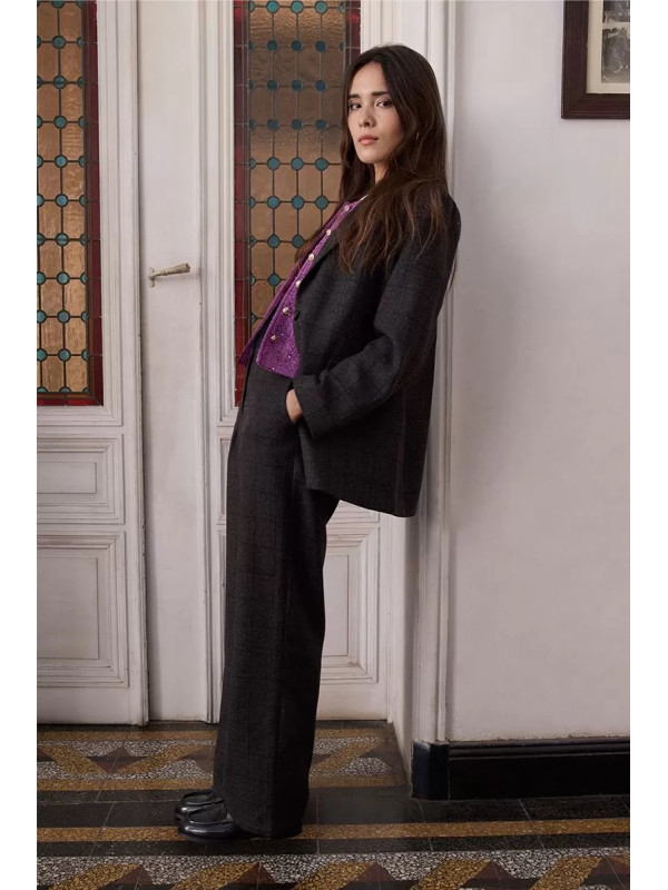 Pantalon droit à carreaux