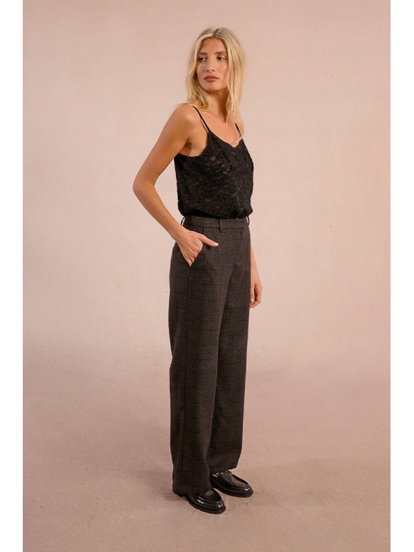Pantalon droit à carreaux