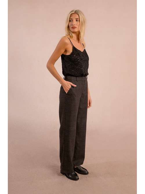 Pantalon droit à carreaux