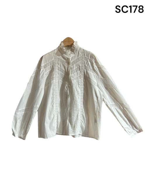 Chemise rétro bohème brodée manches longues