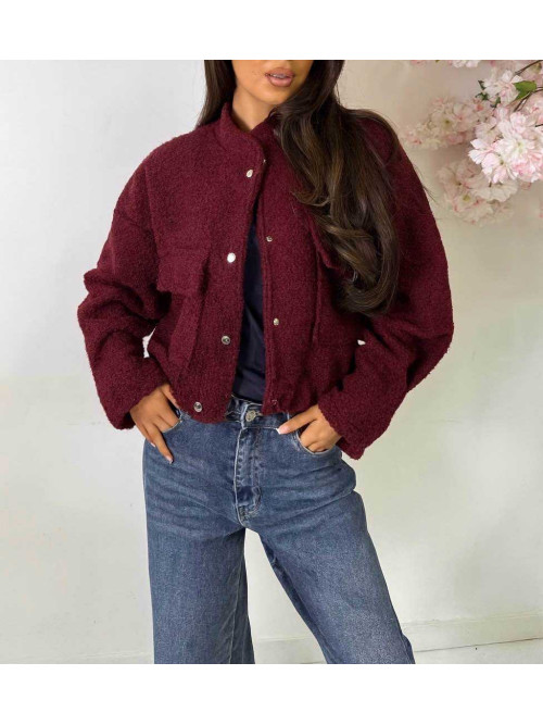 Veste bombers bouclette col officier