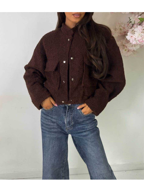 Veste bombers bouclette col officier