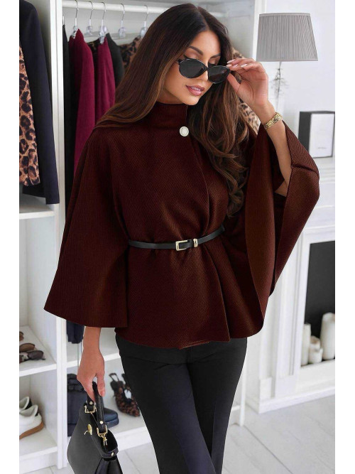 Veste cape ceinturée col officier