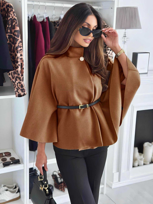 Veste cape ceinturée col officier