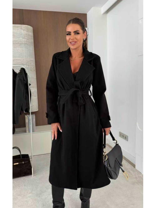 Manteau long doublé ceinturé