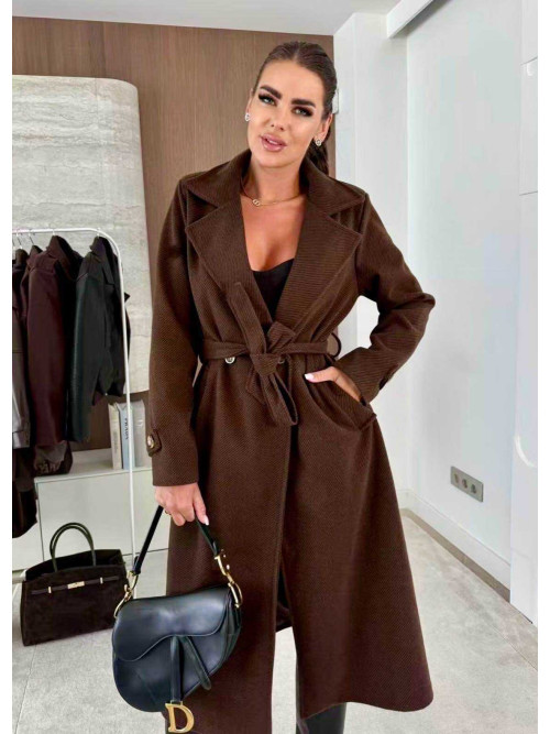 Manteau long doublé ceinturé