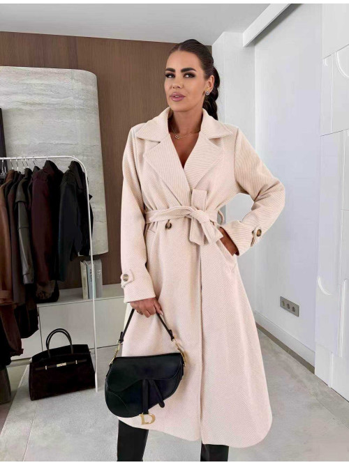 Manteau long doublé ceinturé