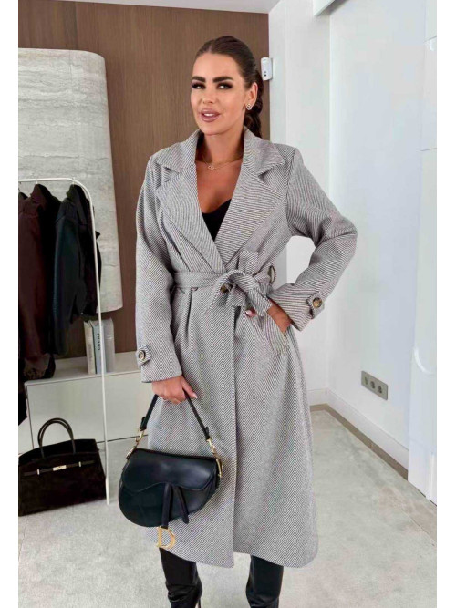 Manteau long doublé ceinturé