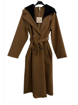 Manteau long ceinturé à...