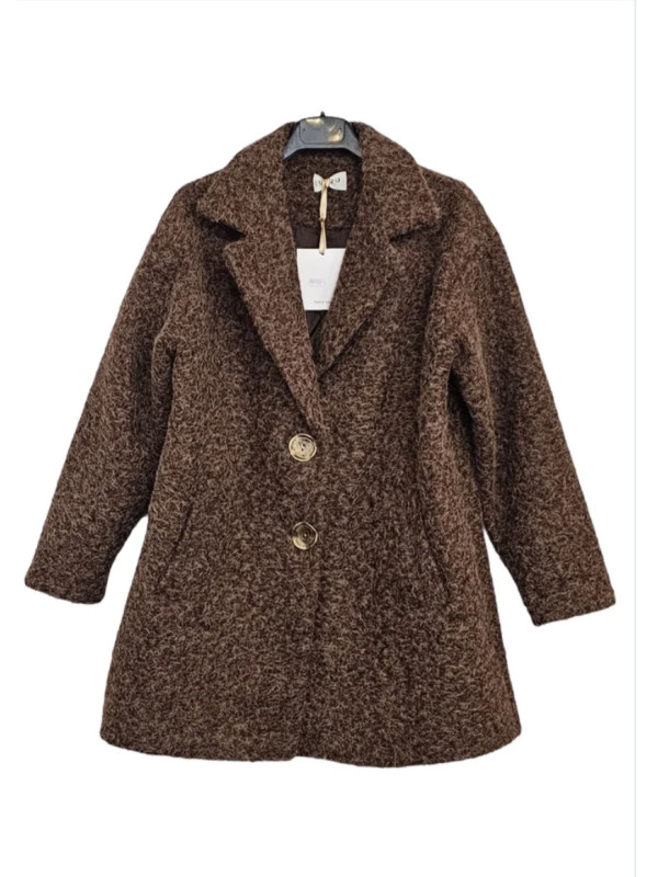 Manteau 3/4 droit avec boutons bijoux