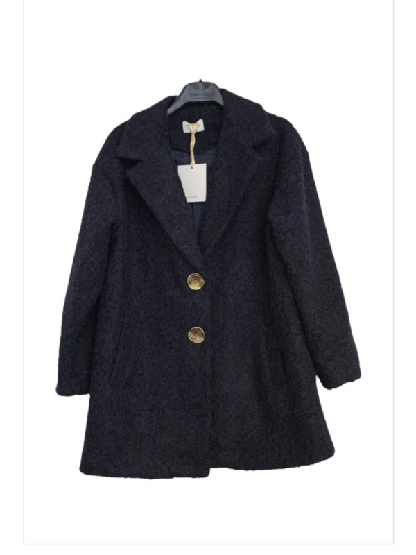 Manteau 3/4 droit avec boutons bijoux