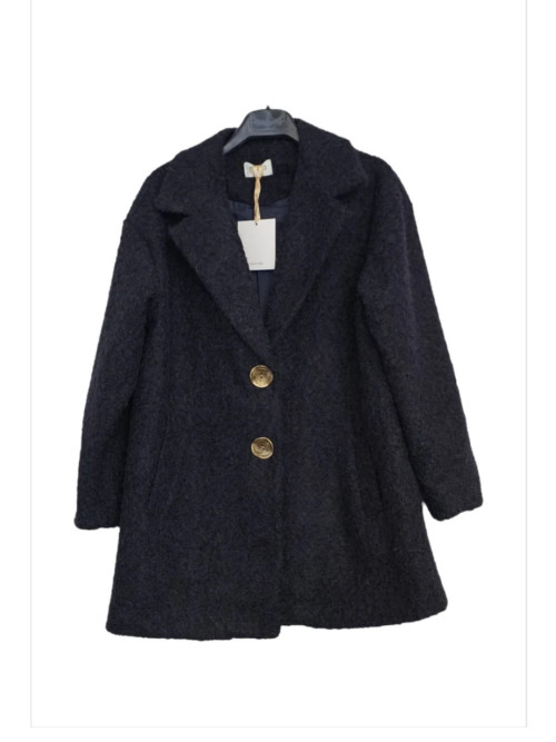 Manteau 3/4 droit avec boutons bijoux