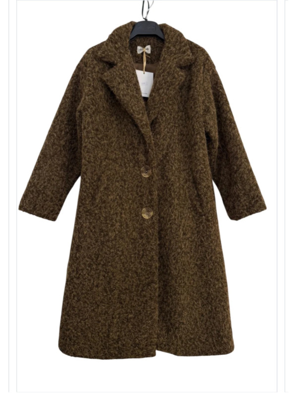 Manteau long droit avec boutons bijoux