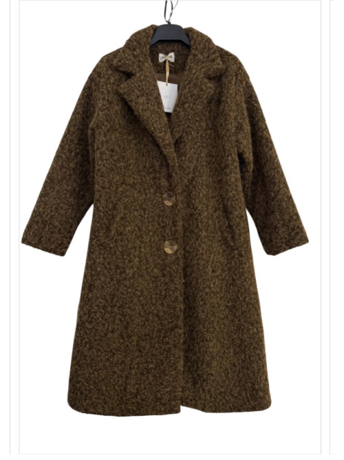 Manteau long droit avec boutons bijoux