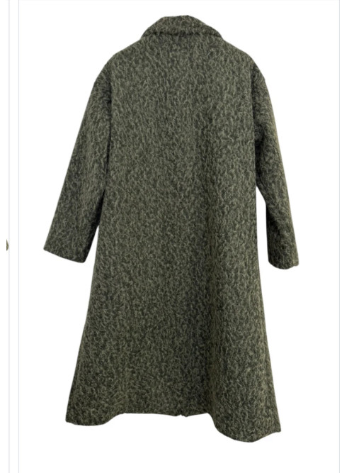 Manteau long droit avec boutons bijoux