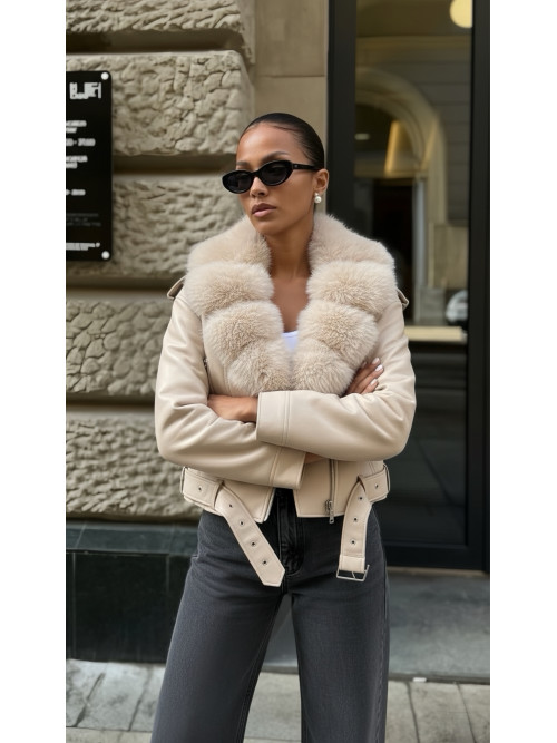 Blouson perfecto hiver col fourrure amovible