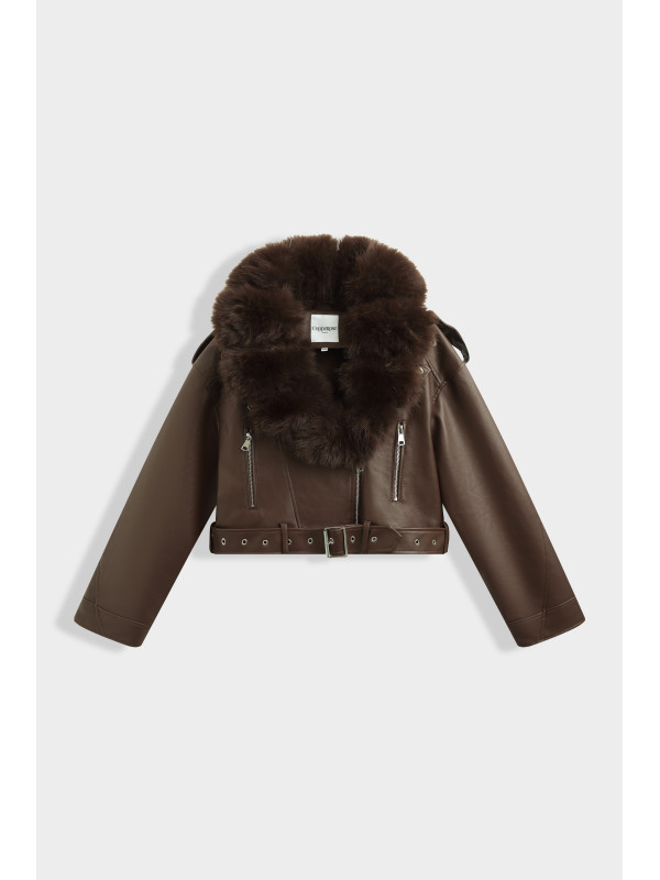 Blouson perfecto hiver col fourrure amovible