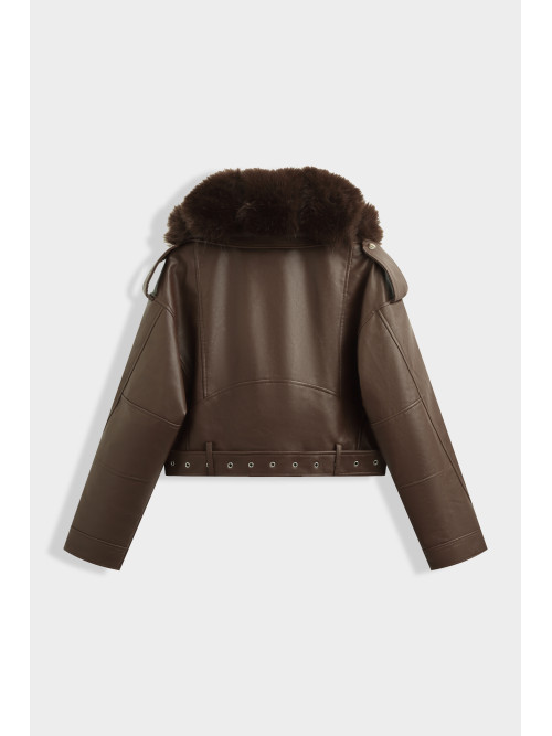 Blouson perfecto hiver col fourrure amovible