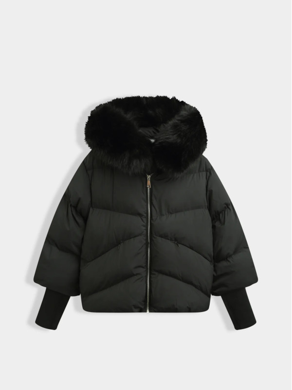Doudoune cropped avec capuche