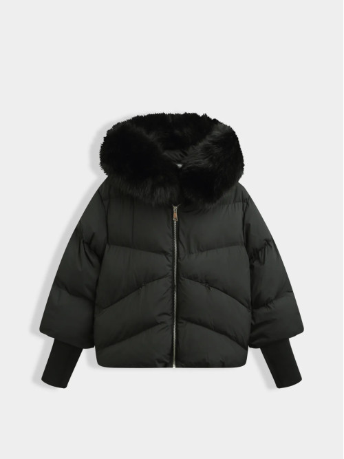 Doudoune cropped avec capuche