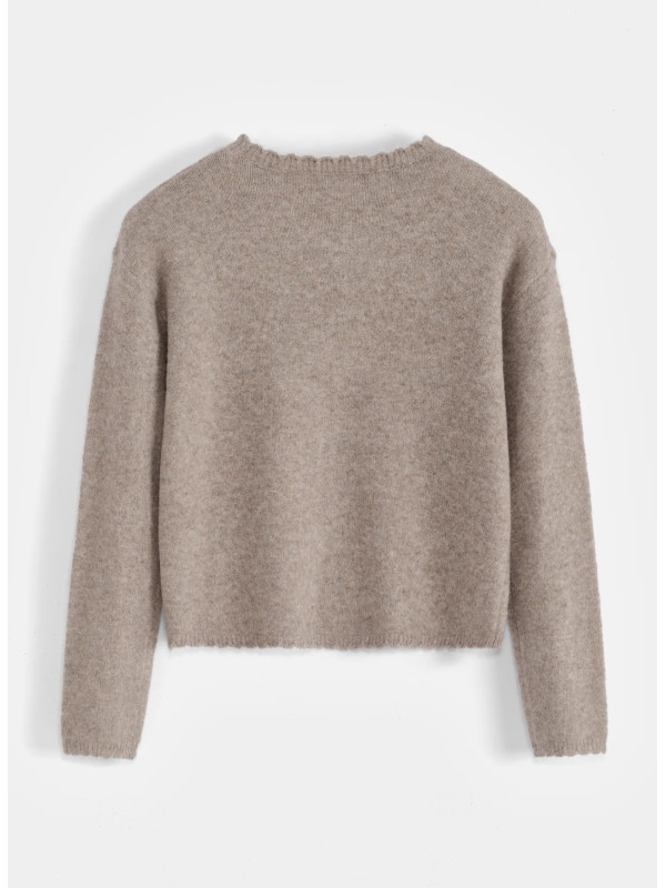 Pull bords festonnés et nœuds velours noirs