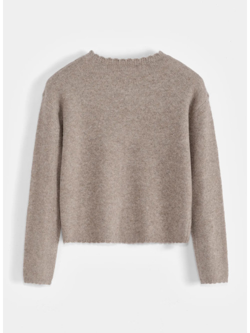 Pull bords festonnés et nœuds velours noirs