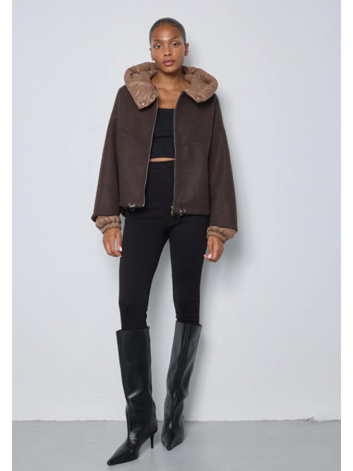 Blouson bi matière avec capuche amovible