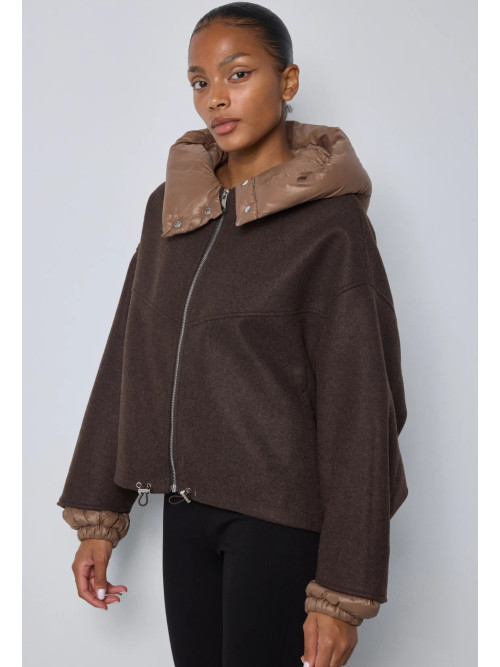 Blouson bi matière avec capuche amovible