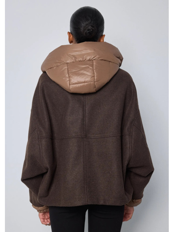 Blouson bi matière avec capuche amovible