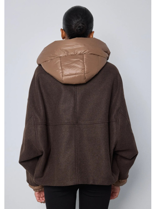 Blouson bi matière avec capuche amovible