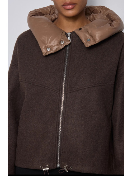 Blouson bi matière avec capuche amovible