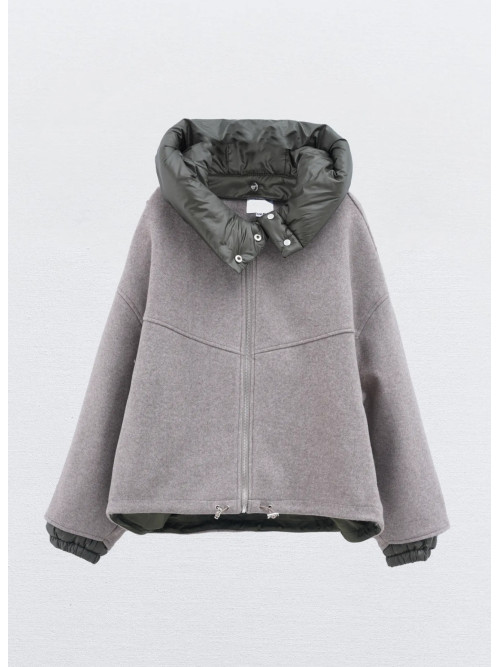 Blouson bi matière avec capuche amovible