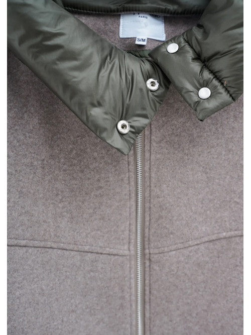 Blouson bi matière avec capuche amovible