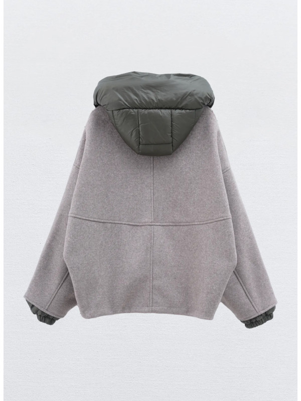 Blouson bi matière avec capuche amovible