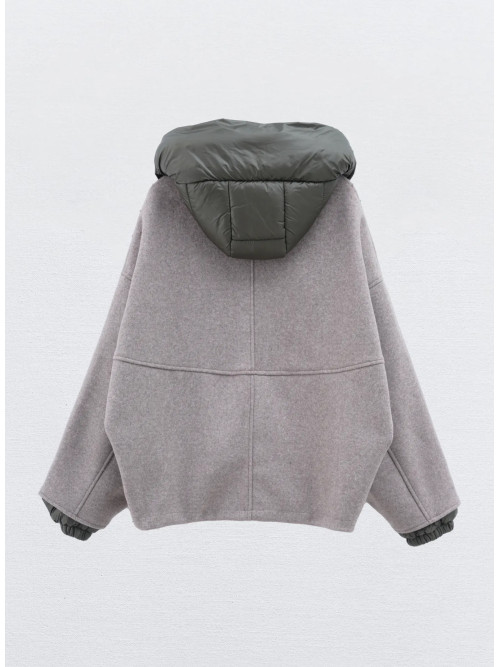 Blouson bi matière avec capuche amovible